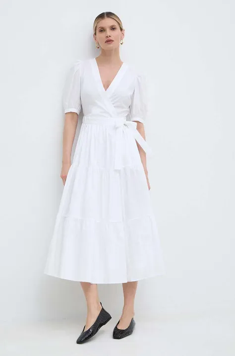 Twinset rochie culoarea alb, midi, evazati