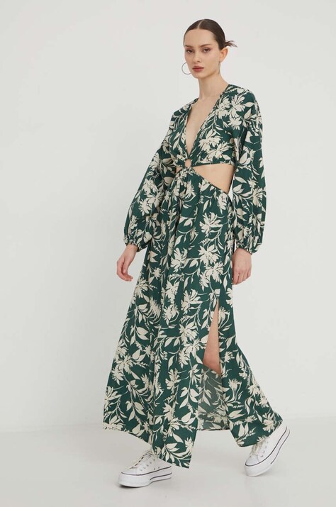 Abercrombie & Fitch rochie culoarea verde, midi, evazată
