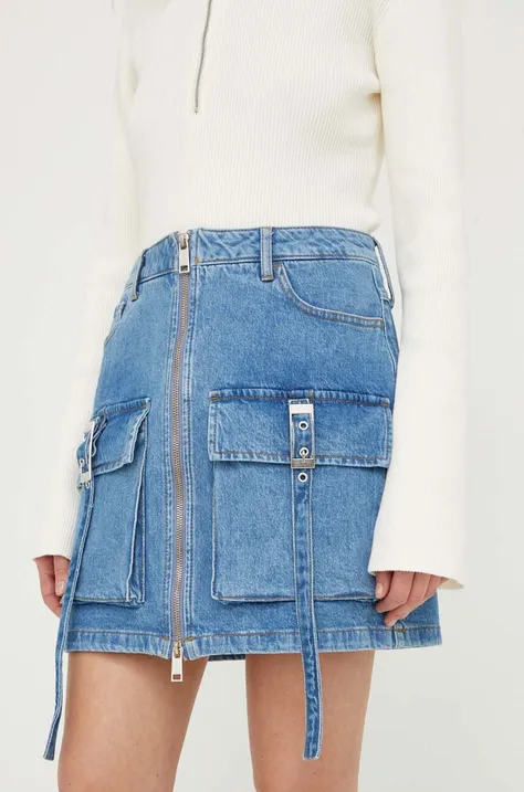Gestuz spódnica jeansowa kolor niebieski mini prosta