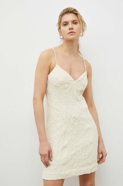 2NDDAY rochie culoarea bej, mini, dreaptă