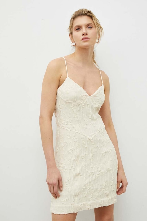 2NDDAY rochie culoarea bej, mini, dreaptă
