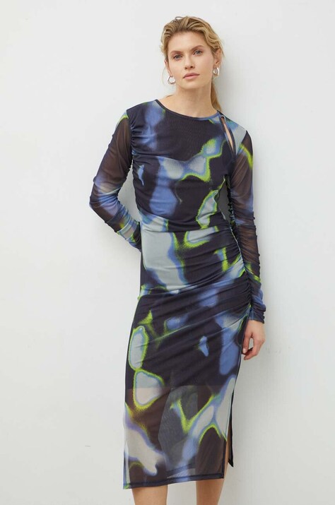 2NDDAY rochie culoarea negru, midi, mulată