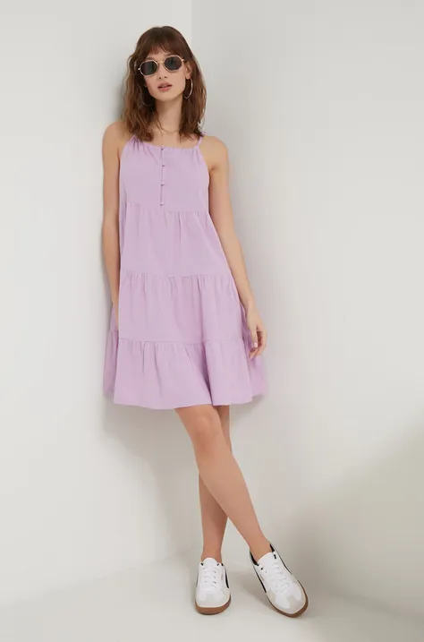 Roxy sukienka kolor fioletowy mini rozkloszowana