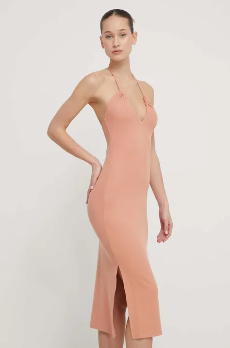 Платье Roxy цвет розовый midi облегающее ERJKD03467