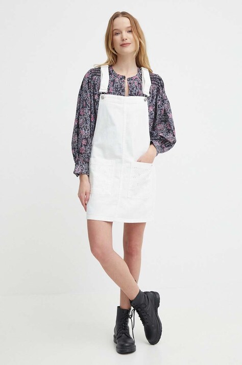 Pepe Jeans rochie din denim VESTA ANGLAISE culoarea alb, mini, evazată, PL953519