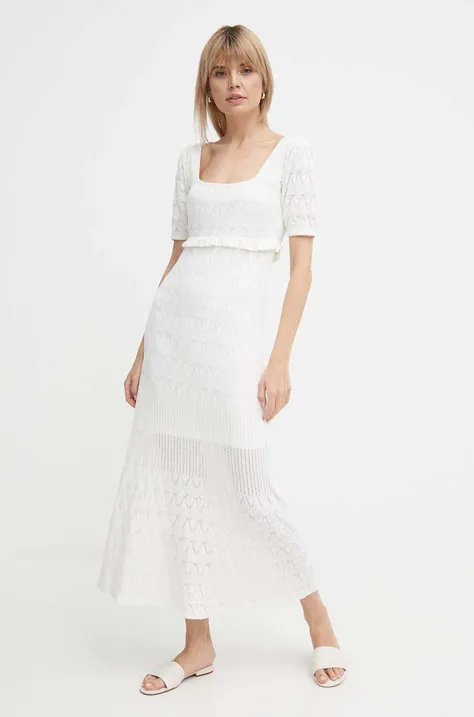 Φόρεμα από λινό μείγμα Pepe Jeans GOLDIE DRESS χρώμα: άσπρο, PL953525