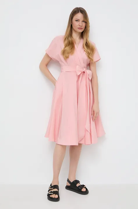 Haljina Weekend Max Mara boja: ružičasta, mini, širi se prema dolje