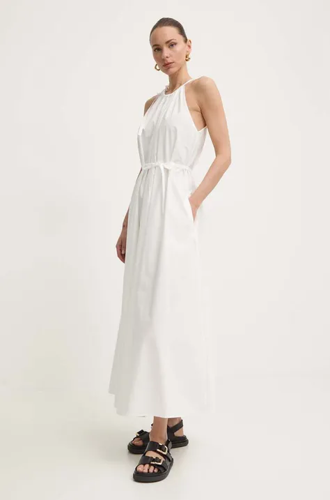 Хлопковое платье Weekend Max Mara цвет белый maxi расклешённая