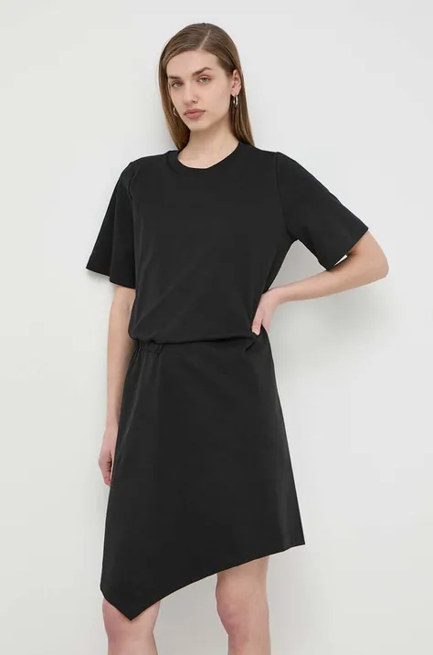 Pamučna haljina Weekend Max Mara boja: crna, mini, širi se prema dolje, 2415621012600