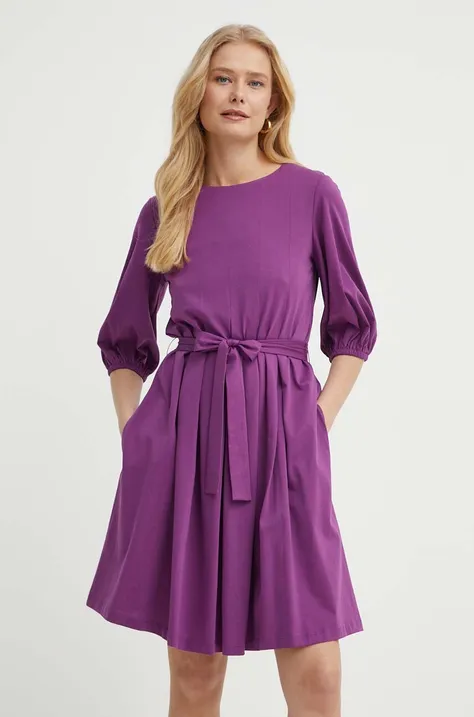 Хлопковое платье Weekend Max Mara цвет фиолетовый mini расклешённое 2415621072600