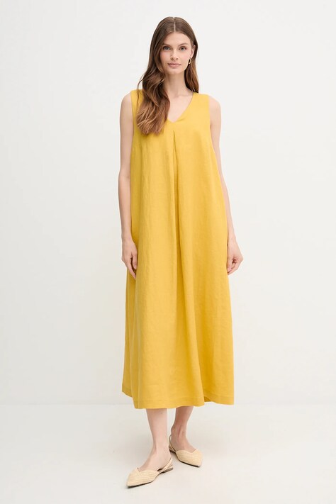 United Colors of Benetton rochie din in culoarea roz, maxi, evazată