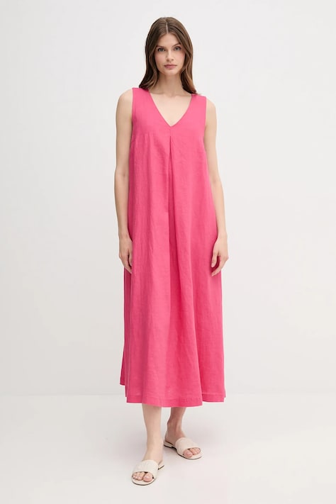 United Colors of Benetton rochie din in culoarea roz, maxi, evazată