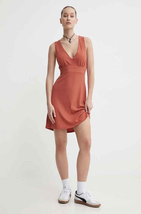 Volcom rochie culoarea maro, mini, evazati