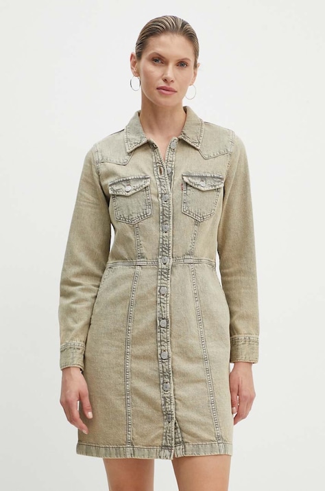 Levi's rochie din denim culoarea bej, mini, dreaptă
