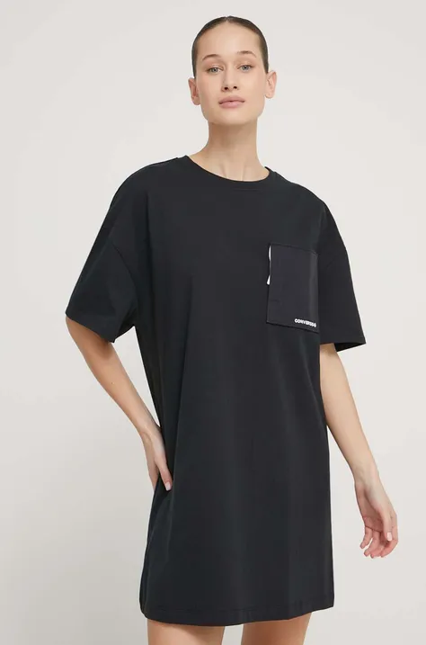 Converse sukienka bawełniana kolor czarny mini oversize