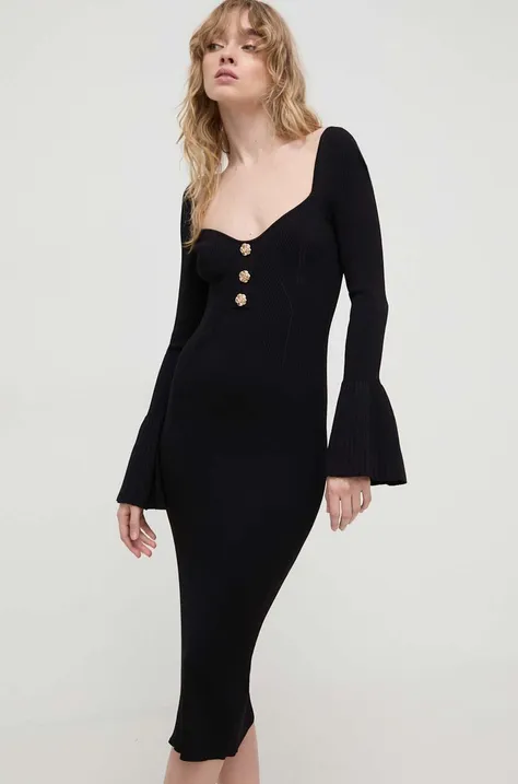 Šaty Blugirl Blumarine čierna farba, midi, priliehavá
