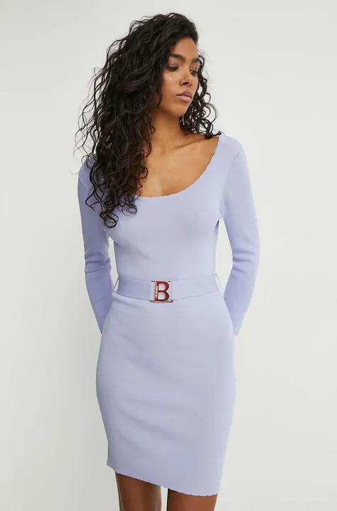 Blugirl Blumarine sukienka kolor fioletowy mini dopasowana