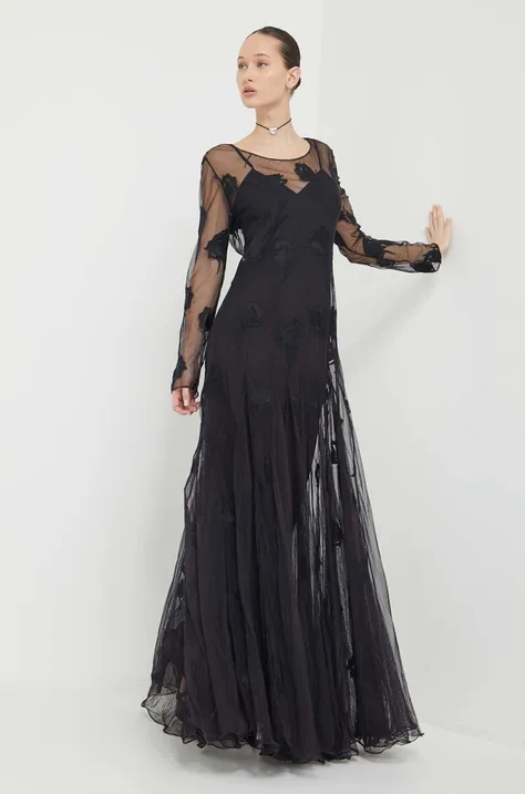 Šaty Blugirl Blumarine čierna farba,maxi,áčkový strih,RA4068.J6393