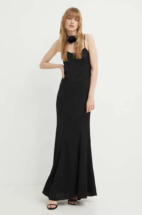 Šaty Blugirl Blumarine čierna farba, maxi, rovný strih, RA4122.T1942