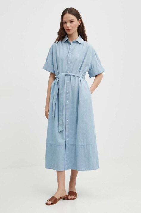 Polo Ralph Lauren rochie din denim midi, oversize, 211935155