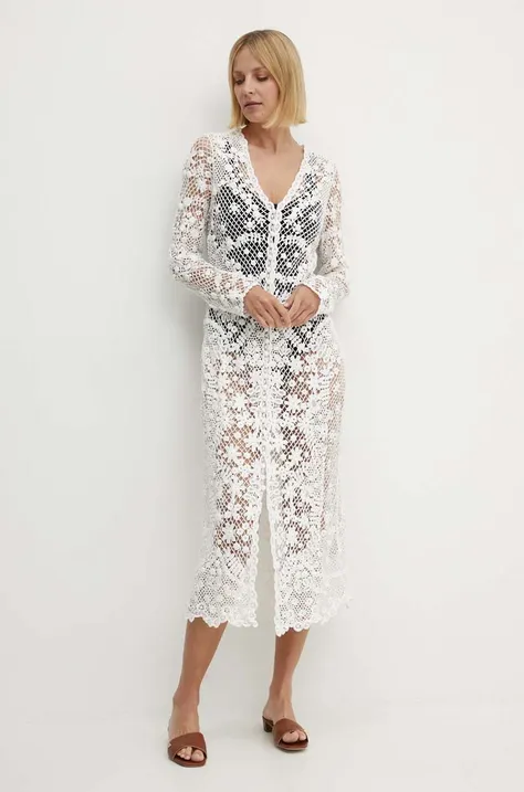 Pamučna haljina Polo Ralph Lauren boja: bijela, maxi, ravna, 211935162