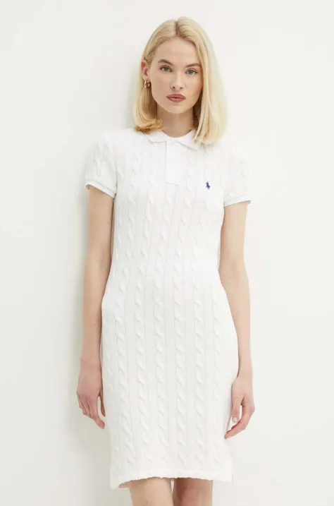Хлопковое платье Polo Ralph Lauren цвет белый mini прямое 211943139