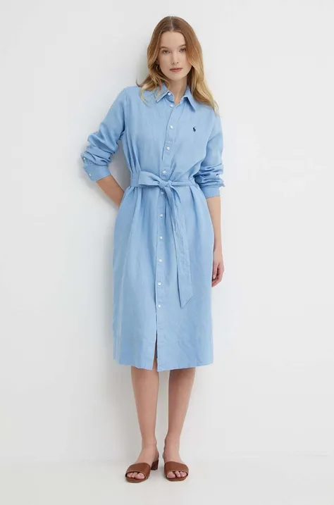 Льняное платье Polo Ralph Lauren mini прямое 211943992