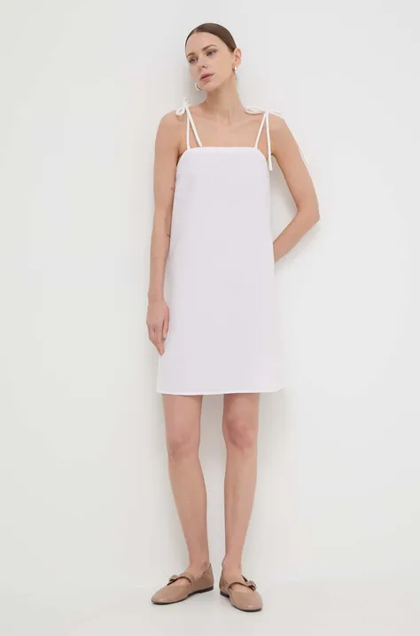 Pamučna haljina Max Mara Leisure boja: bijela, mini, širi se prema dolje, 2416221058600