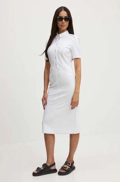 Rifľové šaty Max Mara Leisure biela farba, mini, rovný strih, 2416621018600