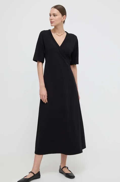 Šaty Max Mara Leisure čierna farba, midi, áčkový strih
