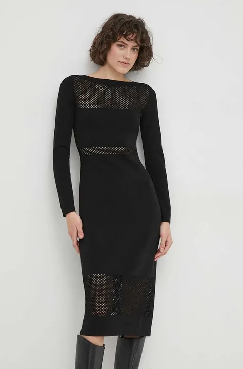 Сукня Sisley колір чорний midi облягаюча