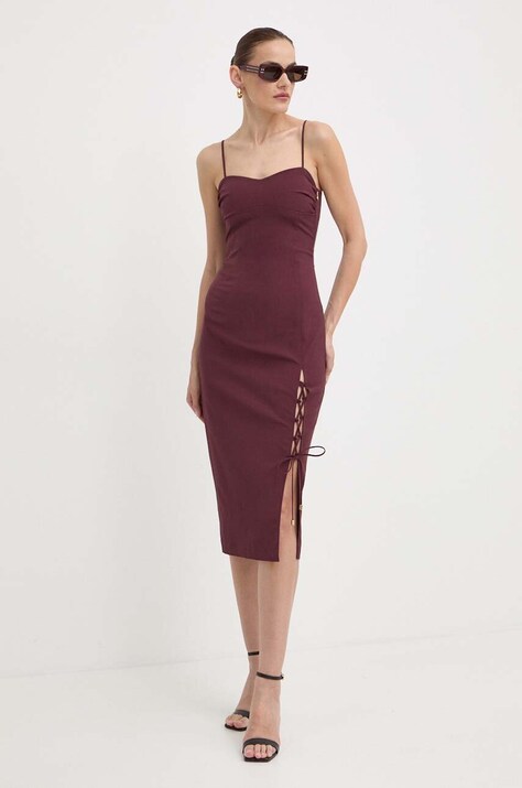 Patrizia Pepe rochie culoarea bordo, midi, mulată, 2A2719 A425