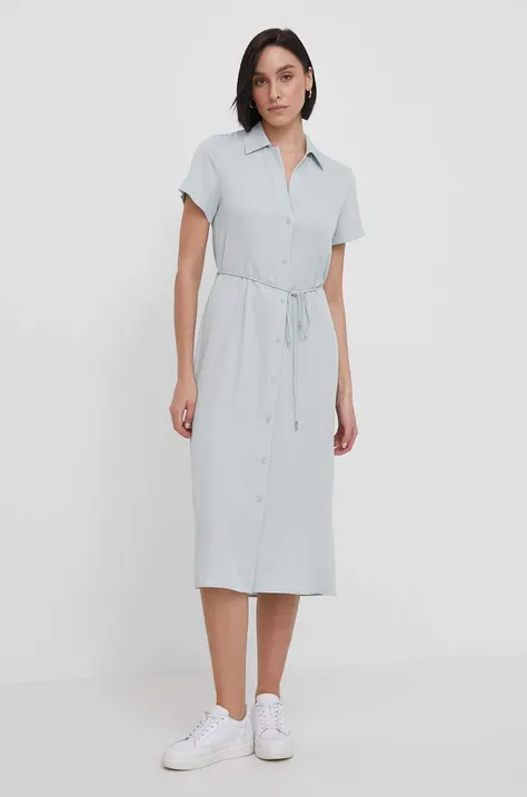 Haljina Calvin Klein boja: siva, midi, širi se prema dolje