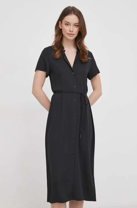 Calvin Klein sukienka kolor czarny midi rozkloszowana