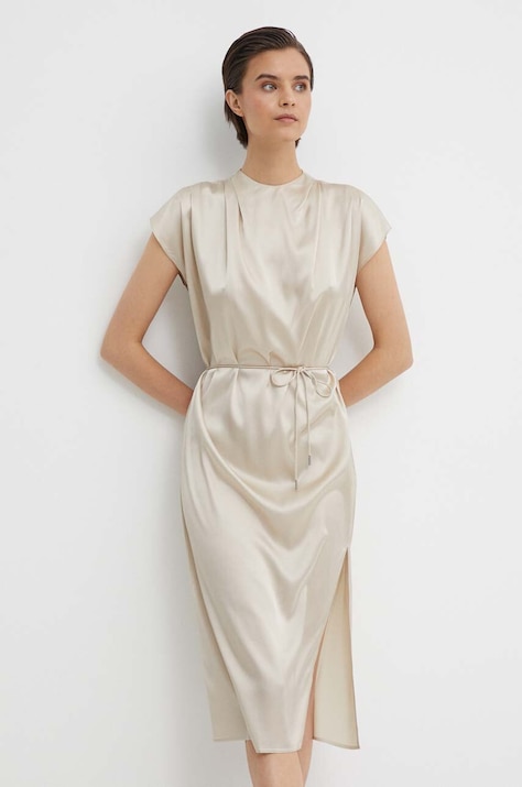 Šaty Calvin Klein béžová barva, midi, K20K206676