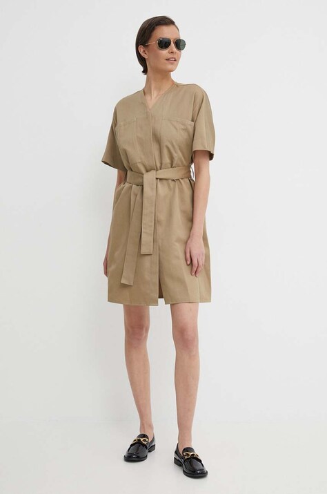 Calvin Klein vestito con aggiunta di lino colore verde  K20K206947
