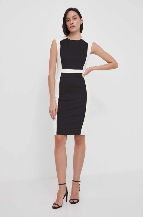 Calvin Klein rochie culoarea negru, mini, mulată K20K207074