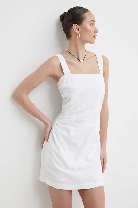 Abercrombie & Fitch rochie din in culoarea alb, mini, mulată