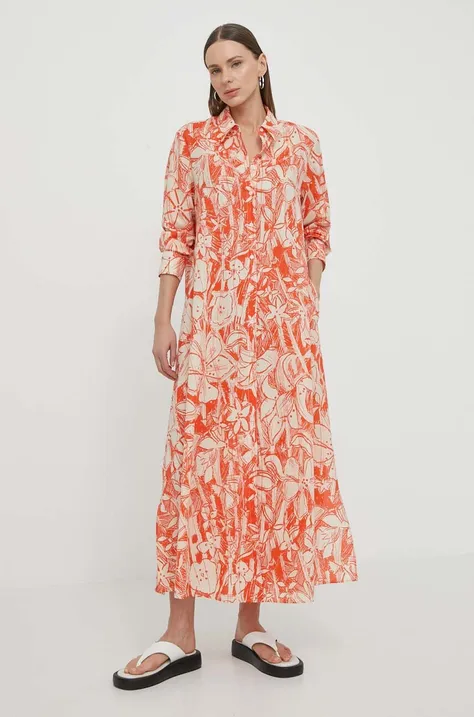 Pamučna haljina Marc O'Polo boja: narančasta, maxi, oversize