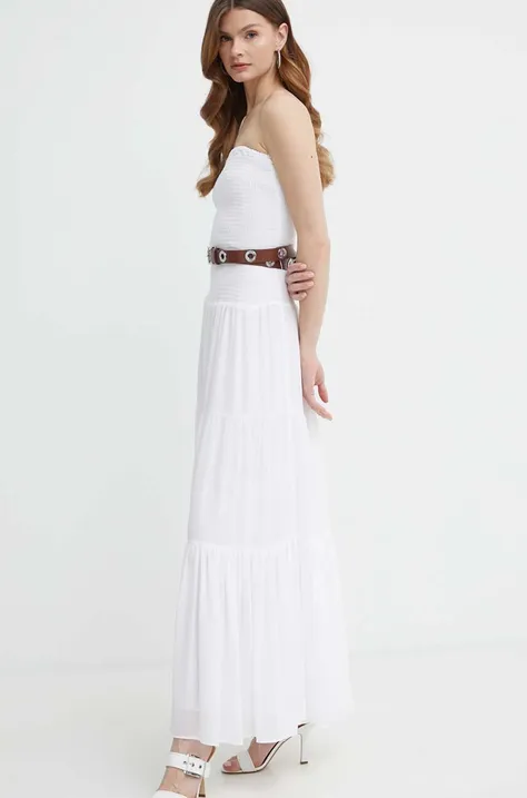 Šaty MICHAEL Michael Kors biela farba, maxi, áčkový strih