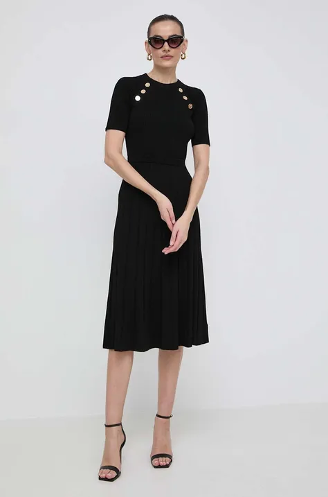 Šaty MICHAEL Michael Kors čierna farba, midi, áčkový strih
