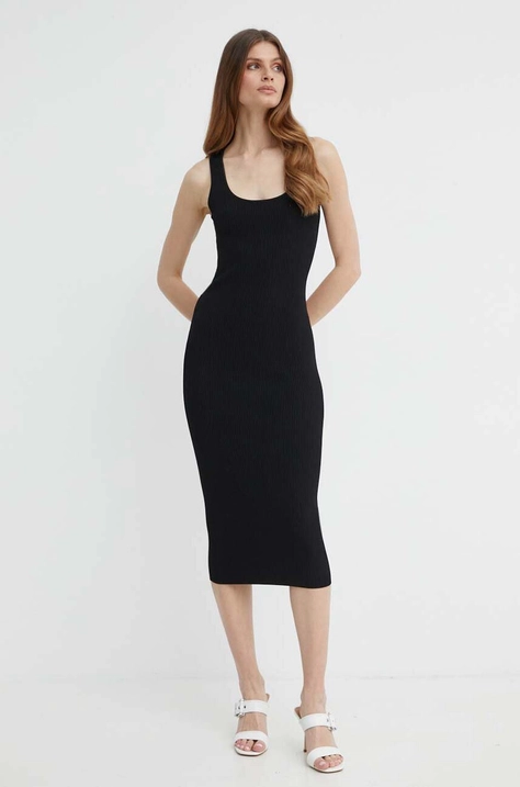 MICHAEL Michael Kors rochie culoarea negru, midi, mulata