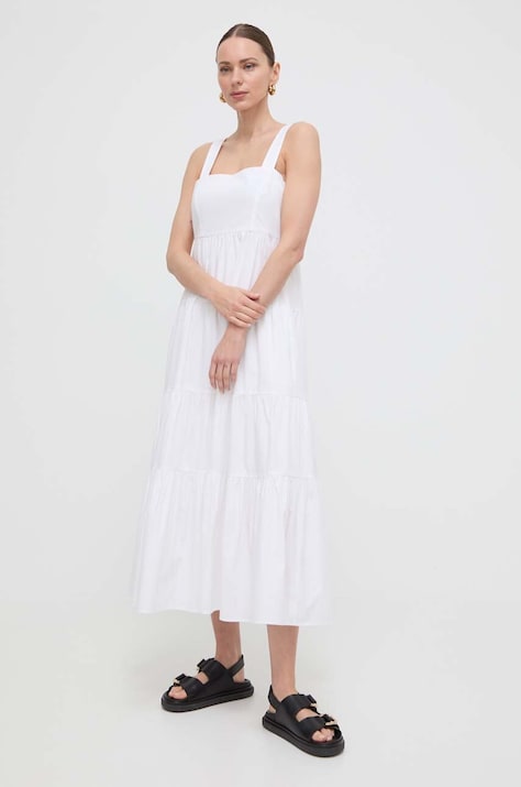 MICHAEL Michael Kors rochie culoarea alb, midi, evazată
