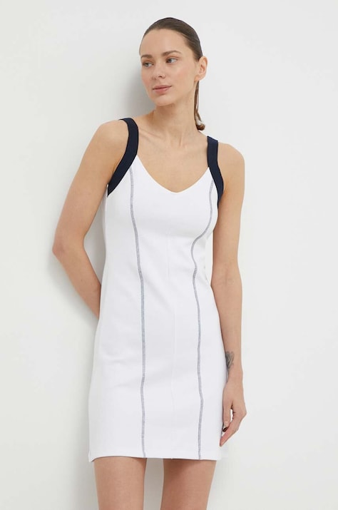 Guess rochie culoarea alb, mini, mulată