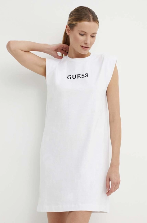 Хлопковое платье Guess ATHENA цвет белый mini oversize V4GK05 KC641