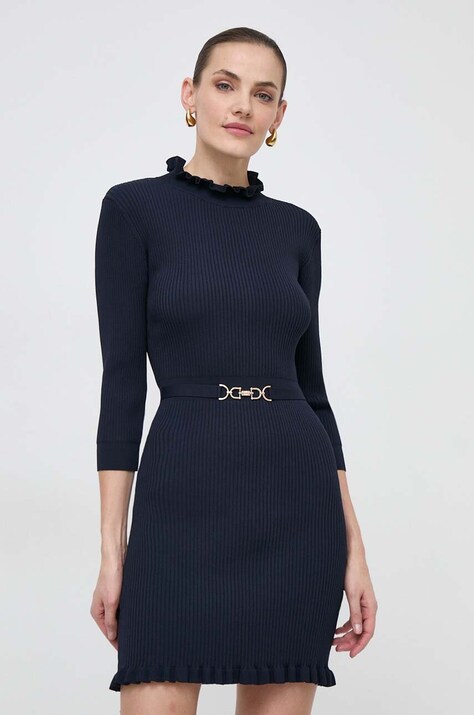 Morgan rochie culoarea bleumarin, mini, mulată