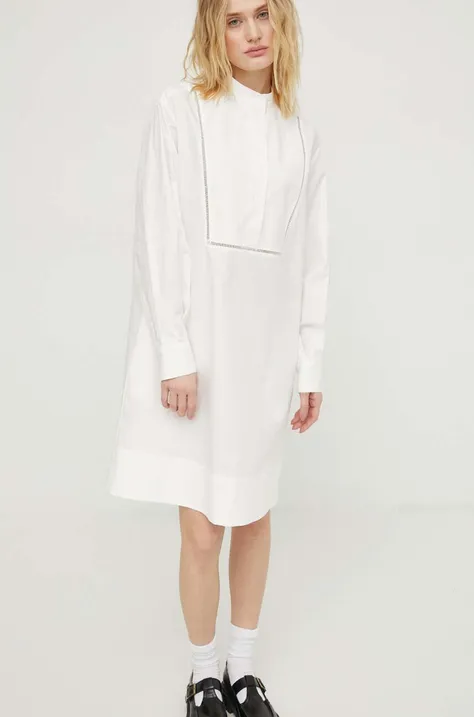 Bavlnené šaty Lovechild biela farba, mini, áčkový strih