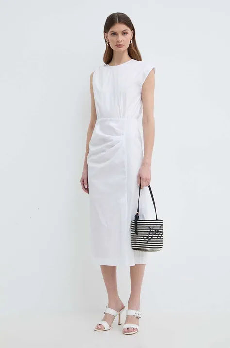 Marella sukienka kolor biały midi prosta 2413221122200