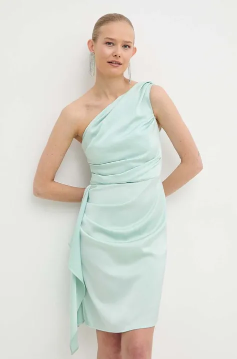 Льняное платье Marella цвет бирюзовый mini прямое 2413221262200