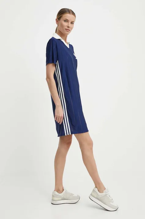 Haljina adidas Originals boja: tamno plava, mini, ravna, IR7467